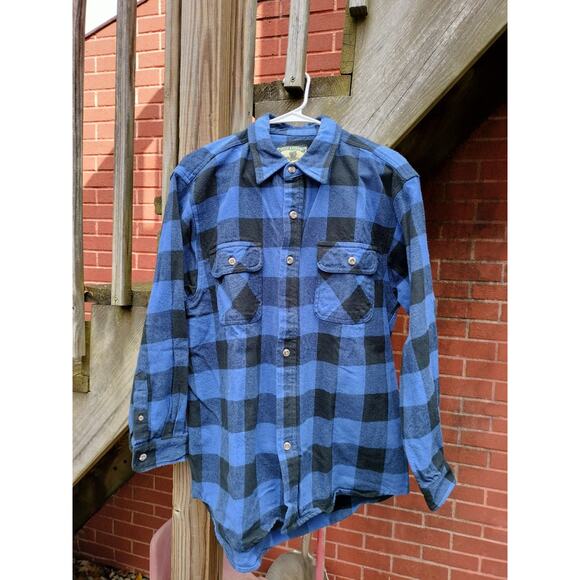 Field & Stream Flannel Shirt Mens L Blue Buffalo Check Plaid Workwear - Picture 1 of 6